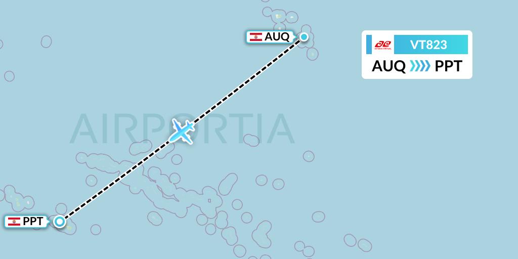 VT823 Air Tahiti Flight Map: Atuona to Papeete