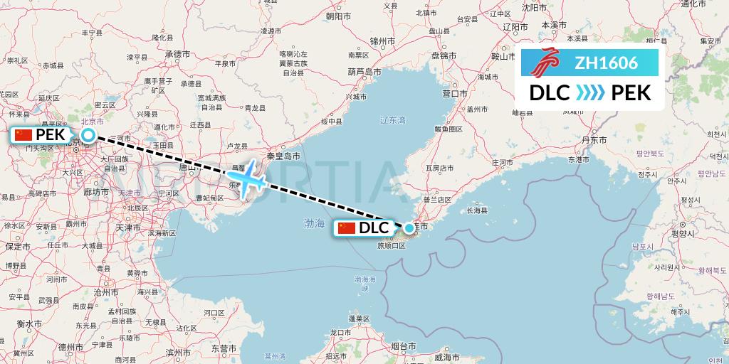 ZH1606 Shenzhen Airlines Flight Map: Dalian to Beijing