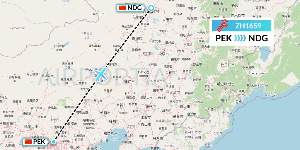 ZH1659 Shenzhen Airlines Flight Map: Beijing to Qiqihar