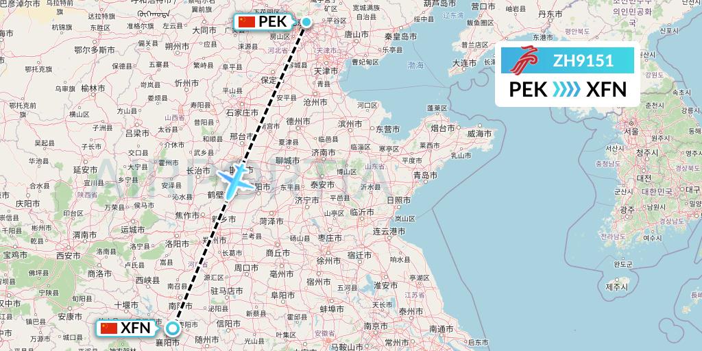 ZH9151 Flight Status Shenzhen Airlines Beijing to Xiangyang (CSZ9151)