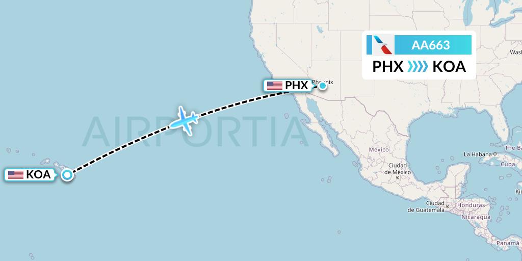 AA663 Flight Status American Airlines Phoenix to KailuaKona (AAL663)