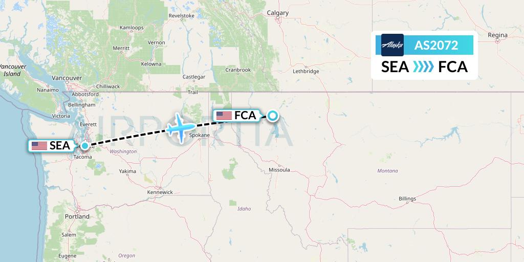 AS2072 Alaska Airlines Flight Map: Seattle to Kalispell