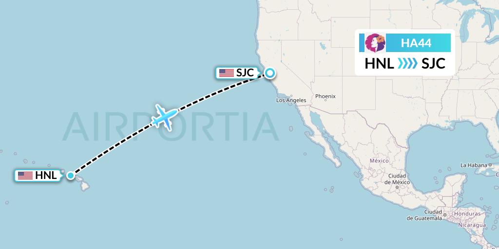 HA44 Flight Status Hawaiian Airlines Honolulu to San Jose (HAL44)