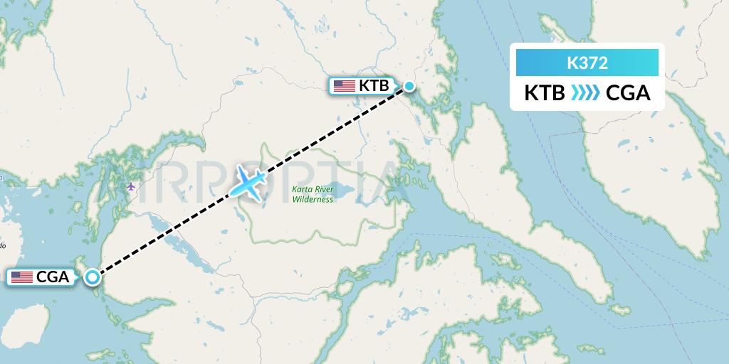 K372 Taquan Air Flight Map: Thorne Bay to Craig