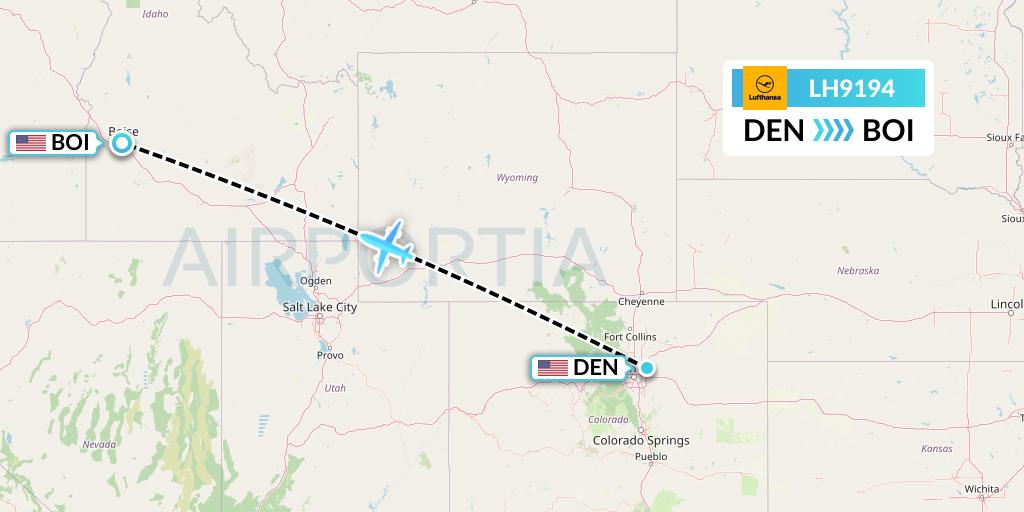 LH9194 Lufthansa Flight Map: Denver to Boise