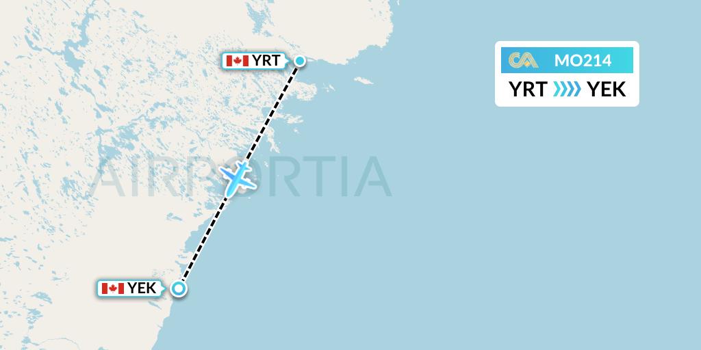 MO214 Calm Air Flight Map: Rankin Inlet to Arviat