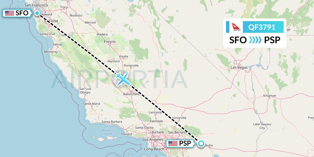 QF3791 Qantas Flight Map: San Francisco to Palm Springs