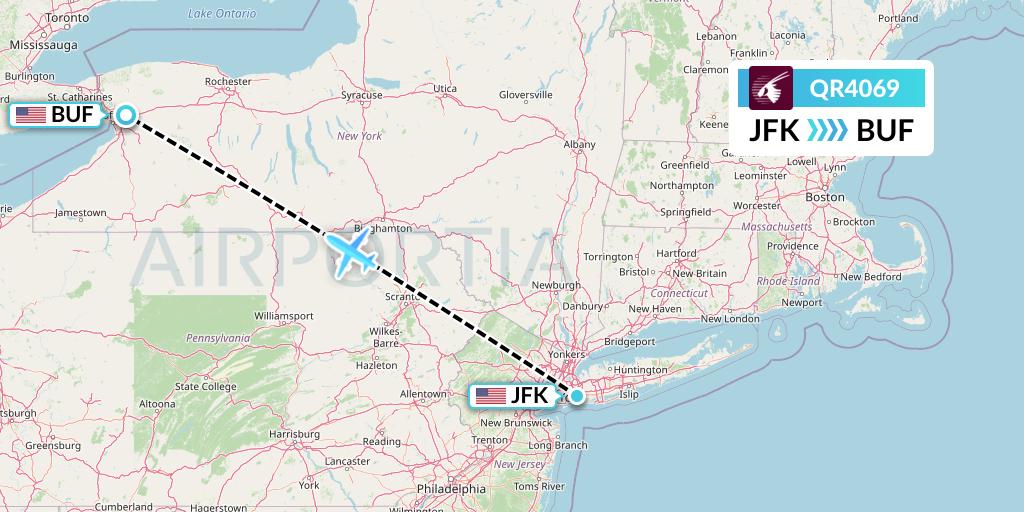 QR4069 Qatar Airways Flight Map: New York to Buffalo