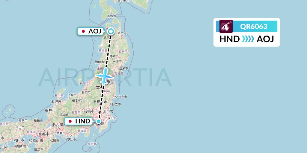 QR6063 Qatar Airways Flight Map: Tokyo to Aomori