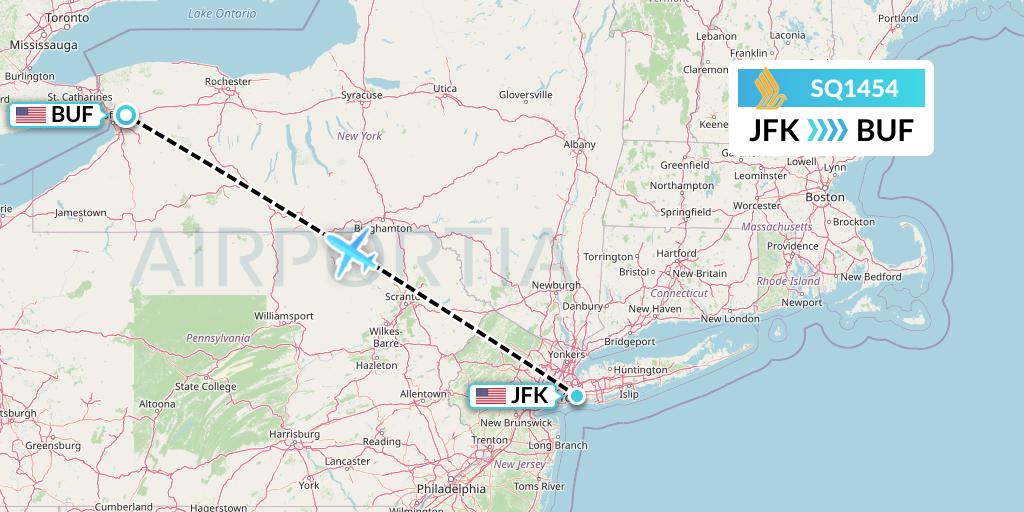 SQ1454 Singapore Airlines Flight Map: New York to Buffalo