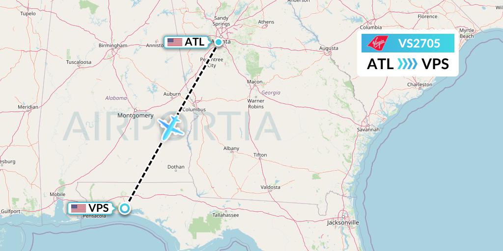 VS2705 Virgin Atlantic Airways Flight Map: Atlanta to Valparaiso