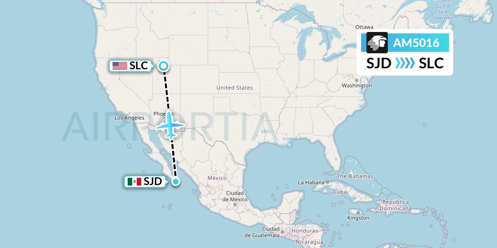 AM5016 Aeromexico Flight Map: San Jose del Cabo to Salt Lake City