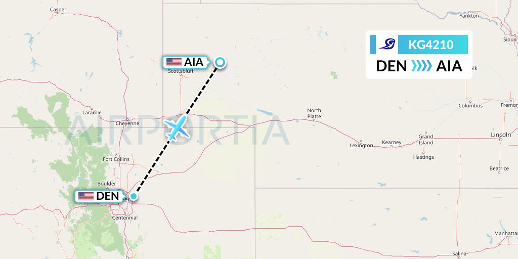 KG4210 Key Lime Air Flight Map: Denver to Alliance