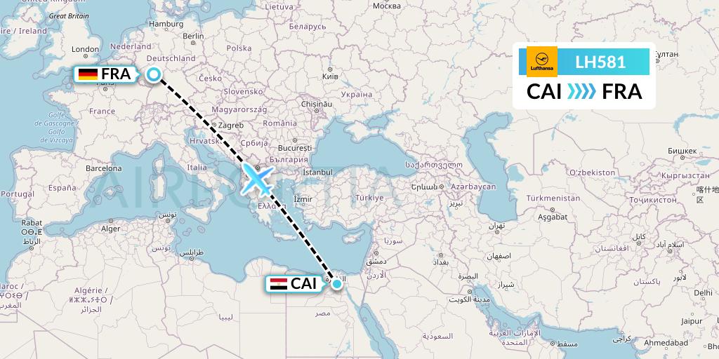 LH581 Lufthansa Flight Map: Cairo to Frankfurt