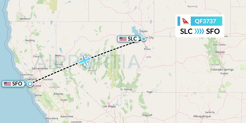QF3737 Qantas Flight Map: Salt Lake City to San Francisco