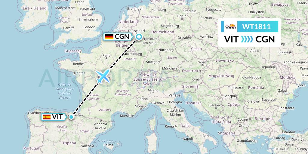 WT1811 Swiftair Flight Map: Vitoria to Cologne