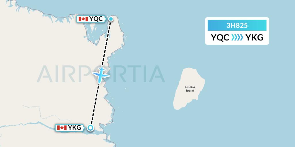 3H825 Air Inuit Flight Map: Quaqtaq to Kangirsuk