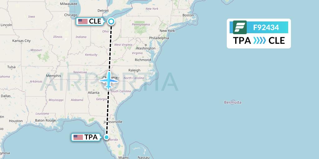 F92434 Flight Status Frontier Airlines Tampa to Cleveland (FFT2434)