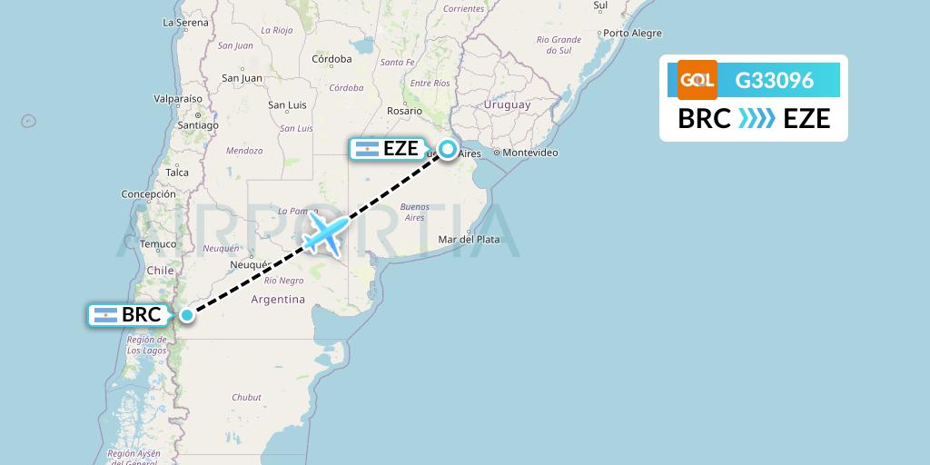 G33096 GOL Transportes Aeros Flight Map: San Carlos de Bariloche to Buenos Aires
