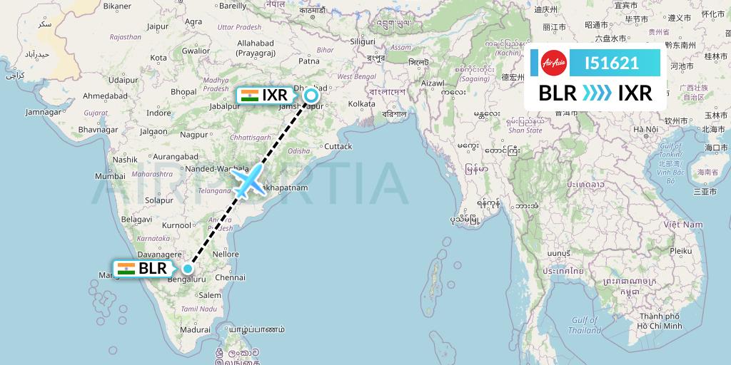 I51621 Flight Status AirAsia India Bangalore to Ranchi (IAD1621)