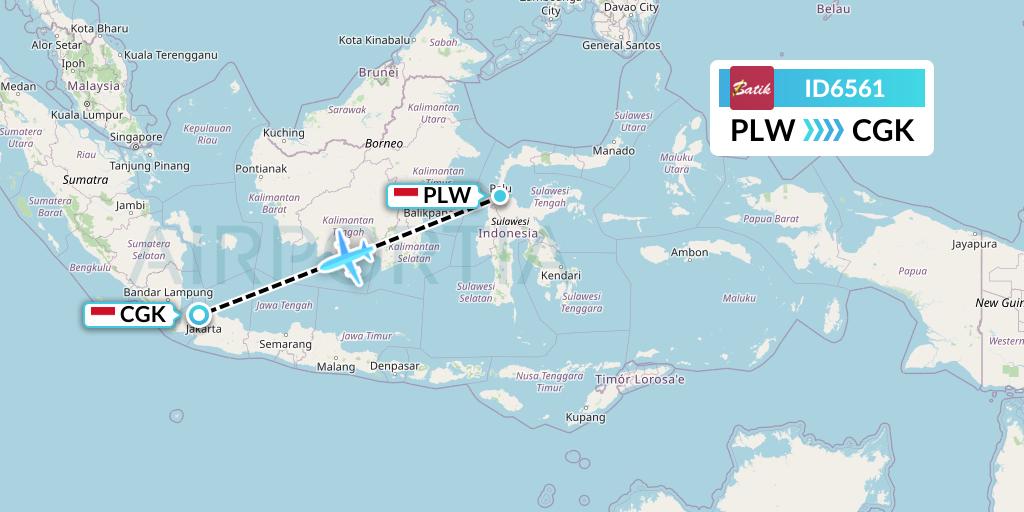 ID6561 Batik Air Flight Map: Palu to Jakarta