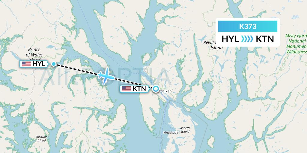 K373 Taquan Air Flight Map: Hollis to Ketchikan