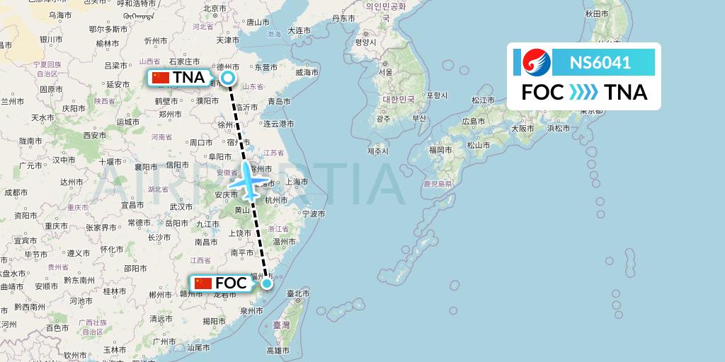 NS6041 Hebei Airlines Flight Map: Fuzhou to Jinan