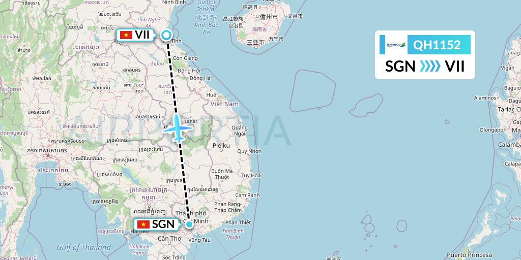 QH1152 Bamboo Airways Flight Map: Ho Chi Minh City to Vinh