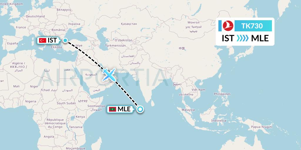 TK730 Flight Status Turkish Airlines Istanbul to Male (THY730)