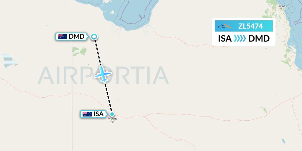 ZL5474 Regional Express Flight Map: Mount Isa to Doomadgee