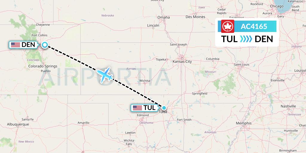 AC4165 Air Canada Flight Map: Tulsa to Denver