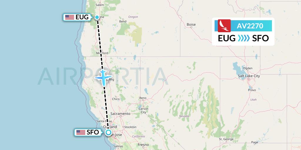 AV2270 Avianca Flight Map: Eugene to San Francisco
