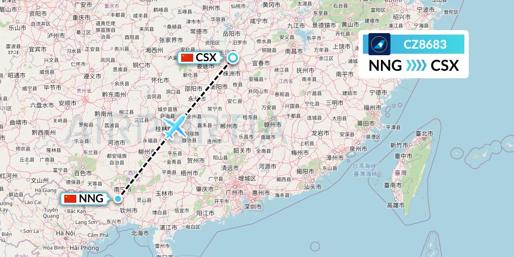 CZ8683 China Southern Airlines Flight Map: Nanning to Changsha