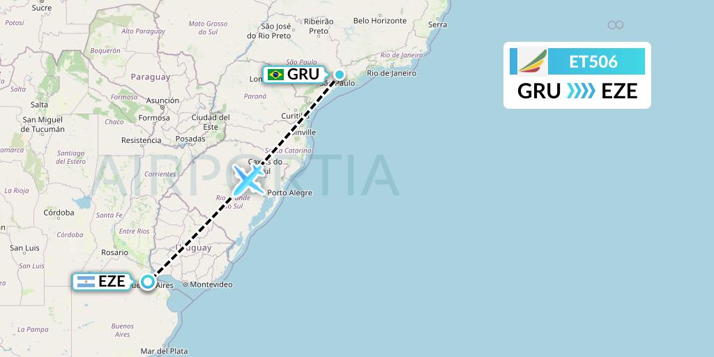 ET506 Ethiopian Airlines Flight Map: Sao Paulo to Buenos Aires