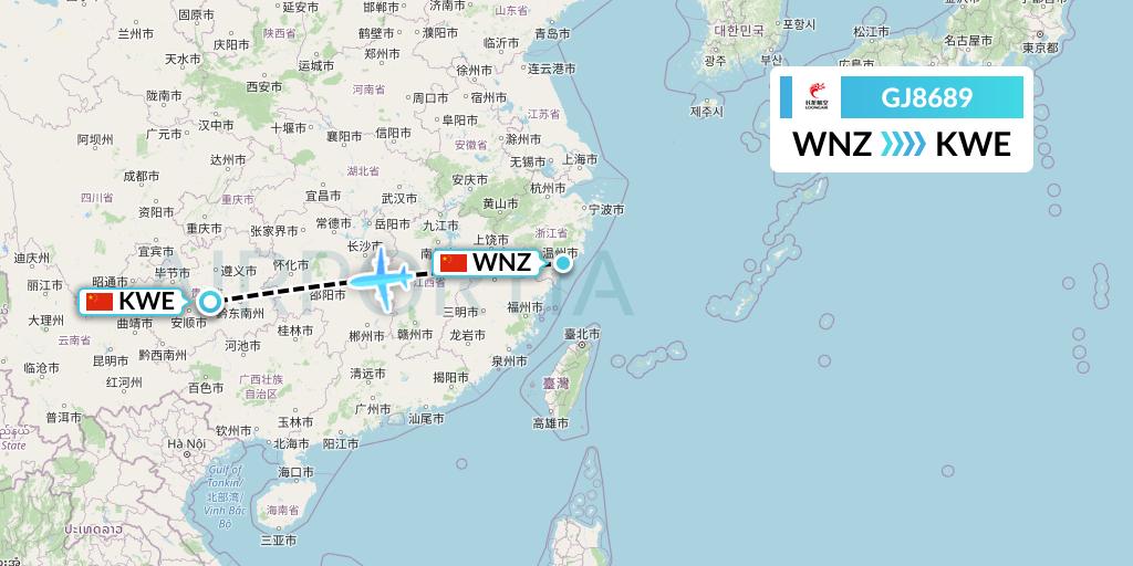 GJ8689 Loong Airlines Flight Map: Wenzhou to Guiyang
