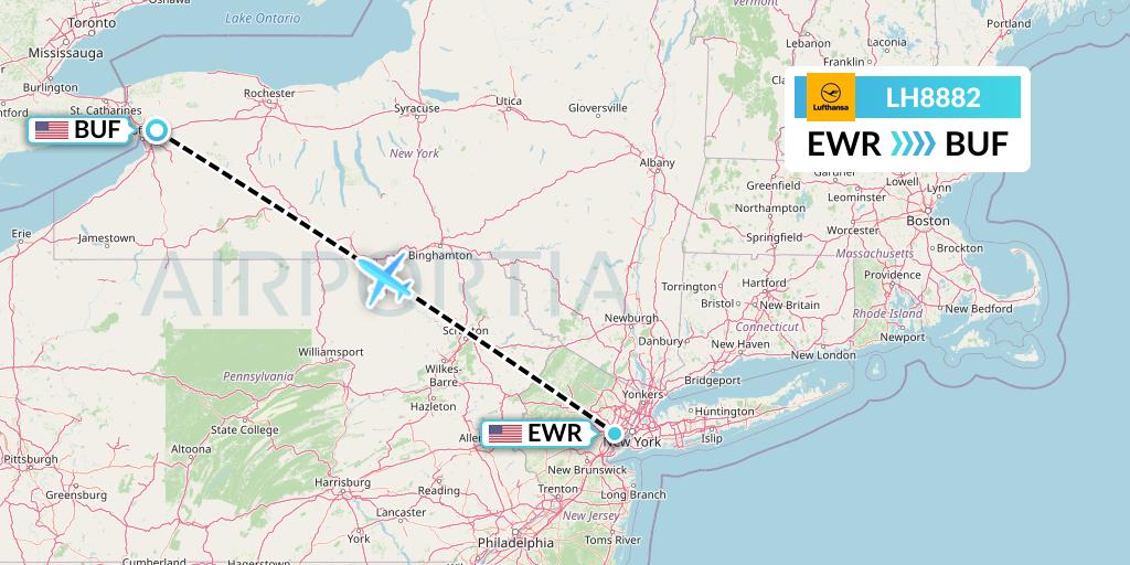LH8882 Lufthansa Flight Map: New York to Buffalo