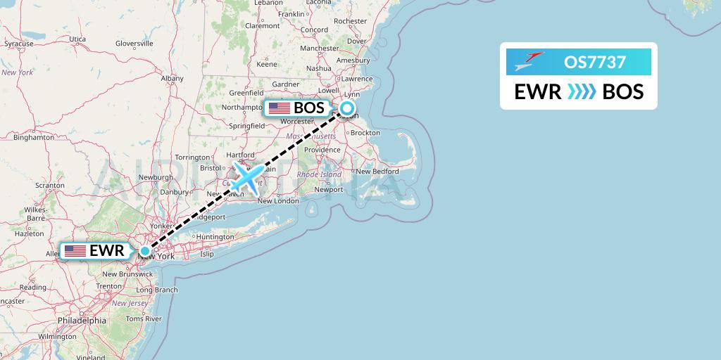 OS7737 Austrian Airlines Flight Map: New York to Boston
