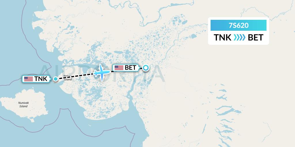 7S620 Ryan Air (USA) Flight Map: Tununak to Bethel