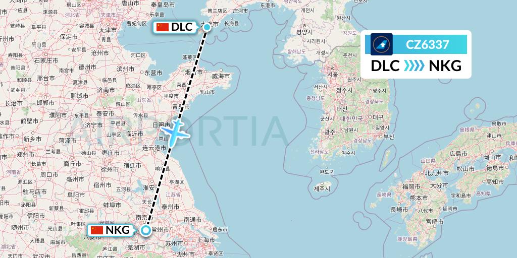 CZ6337 China Southern Airlines Flight Map: Dalian to Nanjing