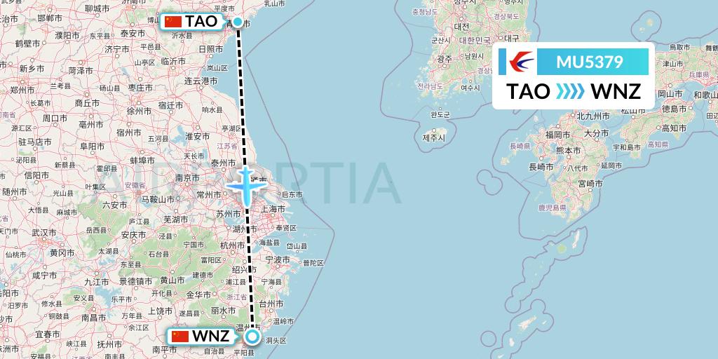 MU5379 China Eastern Airlines Flight Map: Qingdao to Wenzhou