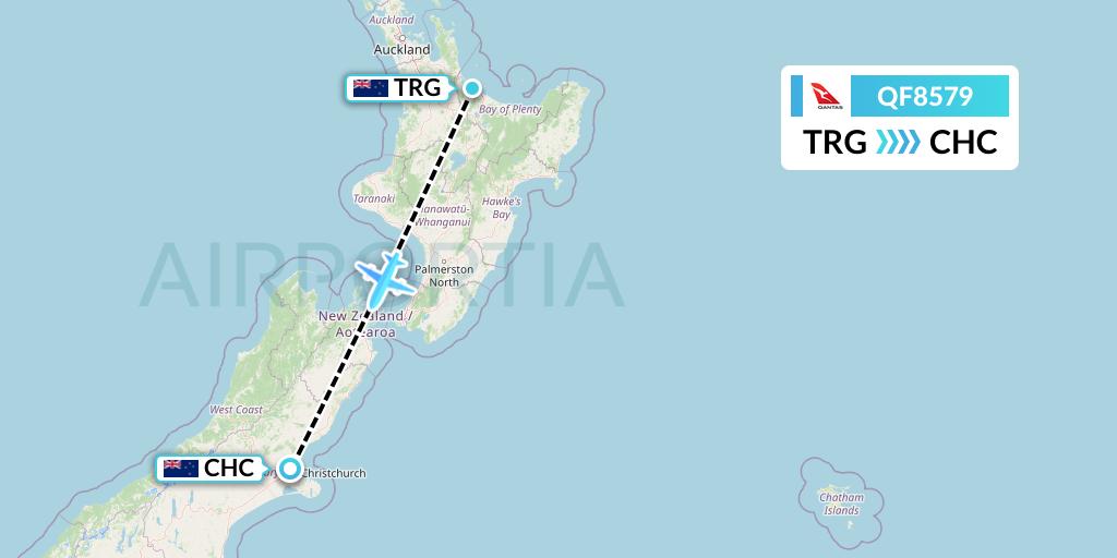 QF8579 Qantas Flight Map: Tauranga to Christchurch