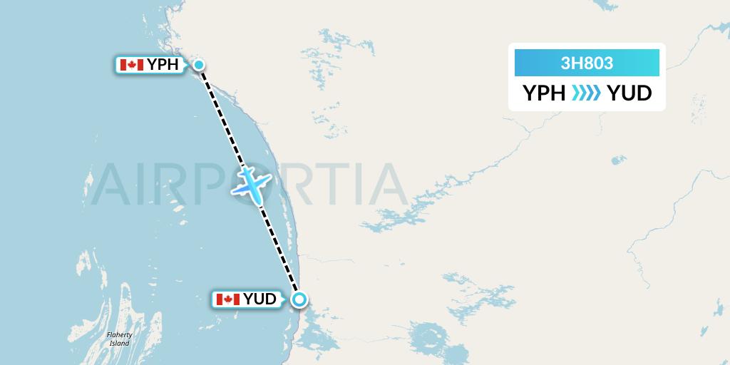 3H803 Air Inuit Flight Map: Inukjuak to Umiujaq
