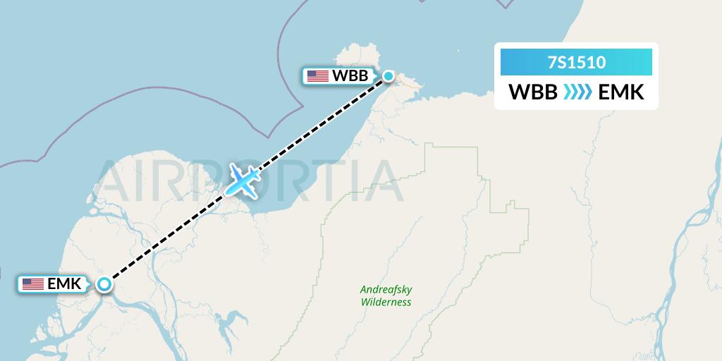 7S1510 Ryan Air (USA) Flight Map: Stebbins to Emmonak