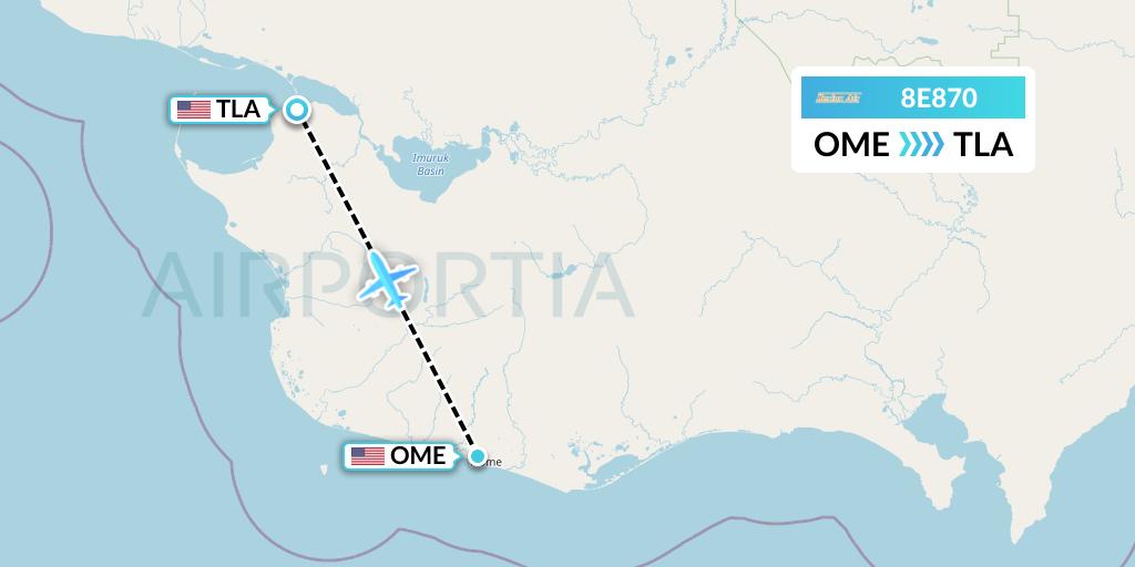 8E870 Bering Air Flight Map: Nome to Teller