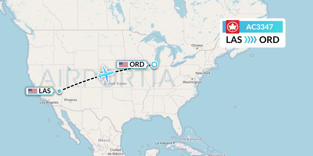 AC3347 Air Canada Flight Map: Las Vegas to Chicago