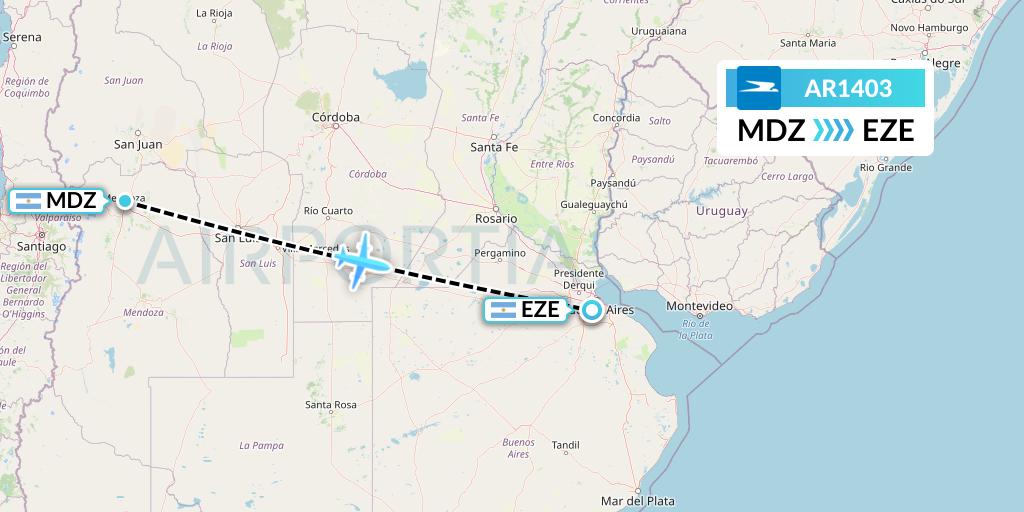AR1403 Aerolineas Argentinas Flight Map: Mendoza to Buenos Aires