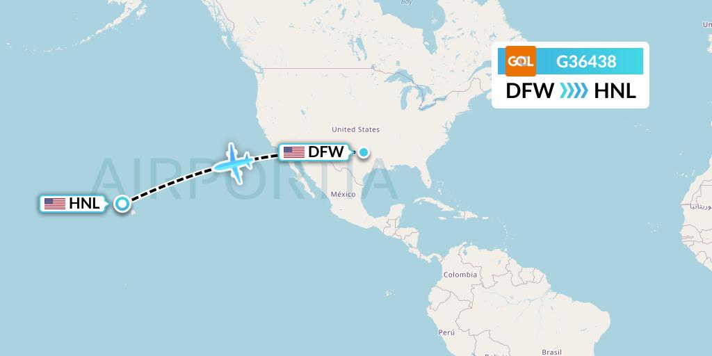 G36438 GOL Transportes Aeros Flight Map: Dallas to Honolulu