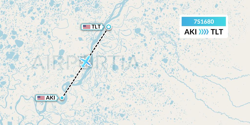 7S1680 Ryan Air (USA) Flight Map: Akiak to Tuluksak