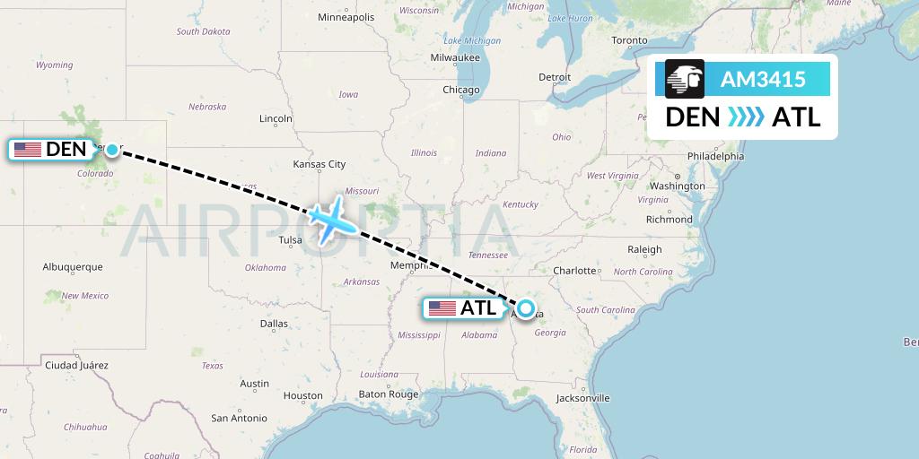 AM3415 Aeromexico Flight Map: Denver to Atlanta