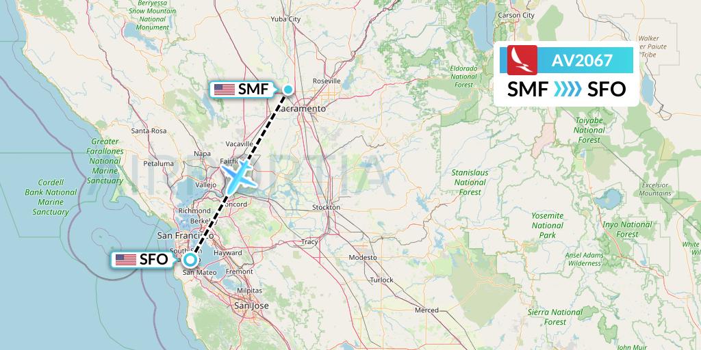 AV2067 Avianca Flight Map: Sacramento to San Francisco